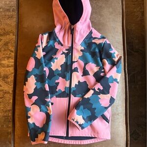 Pink/Blue and Black camo kids rain coat - size 9-10 years - Mountain Warehouse